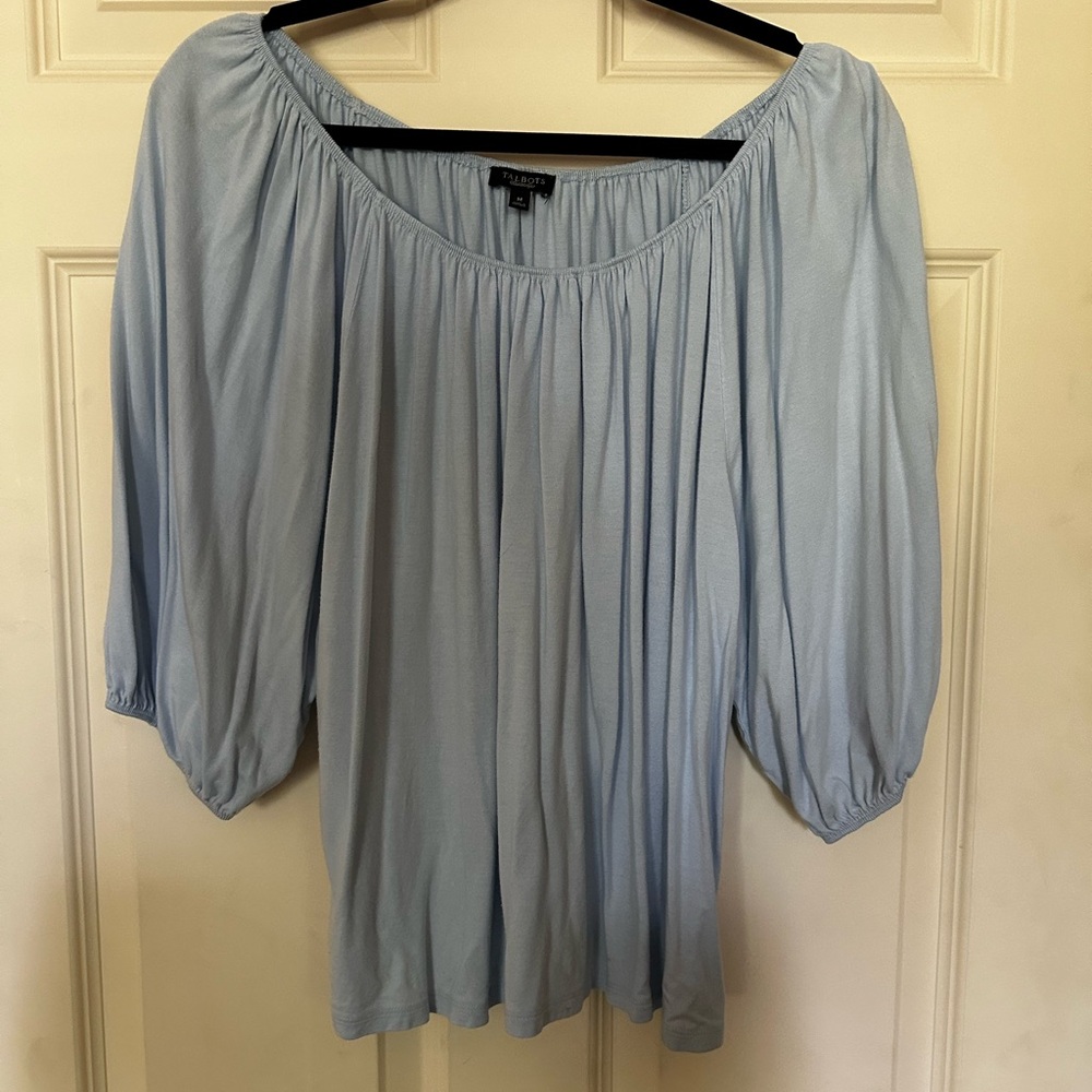 Talbots size Medium light blue half sleeve top.